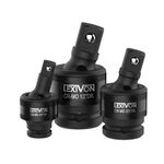 LEXIVON Swivel Socket Set, Impact Universal Joint 1/2" 3/8" and 1/4" U-Joint 360° Rotation Drive Ball Spring Design, can cooperate with Electric Wrench, Ratchet Wrench and Manual Wrench (LX-113)