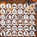 JULBEAR 36 Pieces Reusable Halloween Cake Cookie Stencils Templates Mold Tools for Cookies DIY Holiday Baking Painting Dessert Craft Coffee Decoration