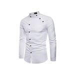 Qlonz Store Double threshold Men Regular Fit Mandarin Collar Full Sleeve Casual Shirt (White, M)