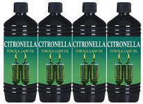 Morgan’s Trade Citronella Lantern Torch and Lamp Oil in 1L – Citronella Lamp Oil for Garden Torches, Tiki Torches - Citronella Oil for Garden Oil Burners with Child Safe Lid (4 Pack)