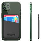 doeboe Leather Phone Card Holder for Back of Phone, Credit Card Case Stick on Cell Phone, Sticky Phone Wallet Sleeve, Compatible with iPhone, Samsung, Android and All Smartphones (Black)