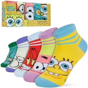 Spongebob Squarepants Men's Ankle Socks Pack of 5 Soft & Breathable - Men's Gifts, multicoloured, 40-45