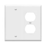 ENERLITES Combination Blank Device/Duplex Receptacle Outlet Wall Plate Cover, Standard Size 2-Gang 4.50" x 4.57", Polycarbonate Thermoplastic, UL Listed, 880121-W, White