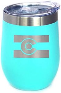 Bevvee Colorado Flag Wine Tumbler with Sliding Lid - Stemless Stainless Steel Insulated Cup - Cute Outdoor Camping Mug - Teal