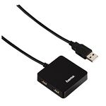 Hama 12131| Multiquad 1:4 Bus Powered USB Port 2.0 Hub | Notebook/PC Computer/MacBook/iMac - Black