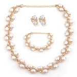 Shining Diva Fashion Latest Stylish Design Fancy Pearl Bracelet Earrings Necklace Jewellery Set for Women (15214s)