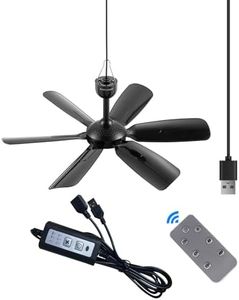 bestmoument 17.7-inch Portable USB Hanging Fan with 6 Blades, Indoor/Outdoor Use for RV, Camping, and Canopy, Quiet Operation (with remote control)