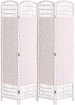 INMOZATA 4 Panel Room Dividers Free Standing Hand Made Wicker Folding Screens and Room Dividers Room Divider Screen for Office Bedroom Living Room