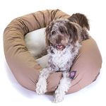 Majestic Pet 52-Inch Bagel Bed for Pets, Khaki and Sherpa