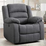CANMOV Electric Recliner Chair, Soft Fabric Power Recliner with Overstuffed Cushion & Back, Oversized Single Reclining Chair for Living Room, Bedroom, Grey