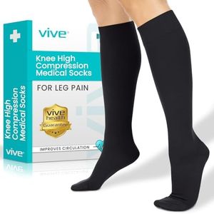 Vive Compression Stockings for Women , Men | 15 - 20 mmHg Medical Compression Support for Varicose Veins - Ultra Sheer TED Style Hose- Knee High for Swelling, Soreness, Maternity, Pregnancy, Nurses