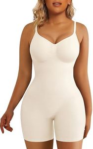 SHAPERX Shapewear for Women Tummy Control Bodysuit Mid Thigh Body Shaper Shorts for a Lifted Look,SZ5218-White-4XL