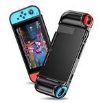 SDTEK Case Compatible with Nintendo Switch Carbon Fibre Lightweight Silicone TPU Cover (Black)