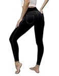 VOOVEEYA Jeggings for Women High Waist Skinny Fit Jeans Leggings with Pockets Stretchy Plus Size Yoga Pants 7/10(Black-S)