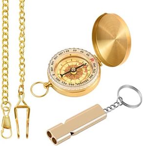Compass for Navigation, Dark Night Camping Survival Compass Military Compass Hiking Compass Pocket Compass with Emergency Whistle and Chain Survival Gear Kit for Orienteering, Backpacking, Marching