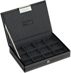 Stackers - Men's Black Mini Lidded Cufflink with Stripe Lining