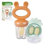 Haakaa Baby Fruit Food Feeder & Mini Freezer Nibble Tray Combo, Breastmilk Popsicle Molds for Baby Cooling Relief, BPA Free Silicone Feeder for Safe Infant Self Feeding, 4 Month+ (Pumpkin)