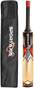 SPORTAXIS Wooden Kashmir Willow Cricket Bat with a Foam-Padded Bag- Strong, Lightweight, Ideal Training/Practice for Home/Club Play/Beach/Backyard Cricket