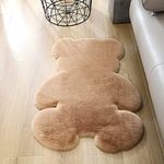 TENNOLA Bear Shaped Area Rug Cute Bedroom Rugs Soft Fluffy Faux Rabbit Fur Rug Fuzzy Shaggy Rug Carpet for Kids Teen Girls Room Floor Sofa Living Room