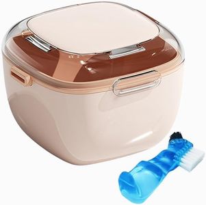 Denture Case, Retainer Cleaning Box, Large Capacity Denture Container Cup for Any Full and Partial Denture, Clear Dentures, Retainers, Night Guards (with Brush and Mirror)