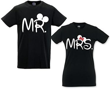 Coppia di T Shirt Love You And Me Mr And Mrs Mouse Nere Uomo M - Donna L