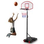 SPOTRAVEL Portable Basketball Hoop and Stand, 178-208cm Height Adjustable Basketball System on Wheels with Fillable Base, Indoor Outdoor Freestanding Basketball Hoop Net Set for Kids Teens Adults