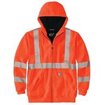 Carhartt Men's High Visibility Loose Fit Midweight Thermal Lined Full Zip Class 3 Sweatshirt, Brite Orange, XX-Large Tall