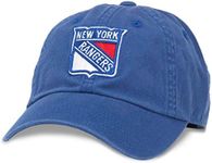 AMERICAN NEEDLE Unisex Blue Line NHL National Hockey League Team Baseball Hat Adjustable Buckle Strap Dad Cap, New York Rangers (Royal), One Size