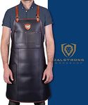 Dalstrong Professional Chef, Butcher & BBQ Kitchen Apron - The Culinary Commander Top-Grain Leather - 5 Storage Pockets + Towel & Tong Loop - Adjustable Harness Straps - Heavy Duty