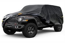 kayme Car Cover, Compatible Jeep Wrangler 4 Door, Anti-UV Anti-Dust 7 Layers Rain Sun Full Cover for Outdoor, Black