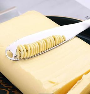 Stainless steel butter knife with holes. Butter curler, grater, shaver, spreader and cutter. 3 in 1 kitchen gadget serrated