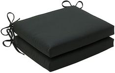 Pillow Perfect Squared Corners Seat Cushion with Black Sunbrella Fabric, Set of 2