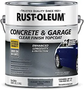 Rust-Oleum 380896 Concrete and Garage Floor Paint Topcoat Satin Textured Clear gal