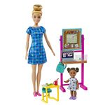 Barbie Teacher Doll (Blonde),Toddler Doll (Brunette), Flip Board, Laptop, Backpack, Toddler Desk, Pet Turtle, Great Gift for Ages 3 Years Old & Up, HCN19