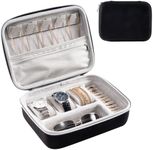 ProCase Mens Travel Jewelry Case, 3 Slots Watch Travel Case, Watch Accessories Carrying Case, Glasses Necklaces Rings Bracelets Zippered Organizer Bag for Men -Blackgrey