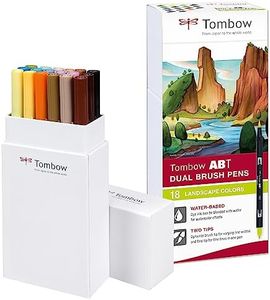 Tombow - Rotuladores Lettering para Dibujo Dual Brush - Con Doble Punta, Base de Agua, Colores Paisajes, Juego de 18 Unidades