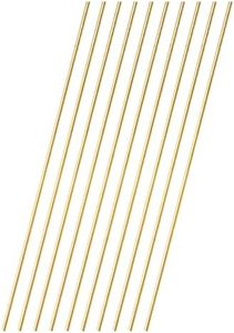 Tynulox 10 Pcs 2.2 mm Dia Brass Rod 8" Length Solid H62 Brass Round Bar for Models, Crafts, Repairs, Electrical