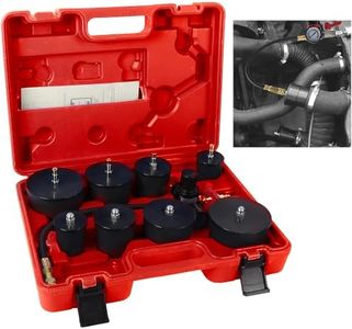 Angchun Boost Leak Tester - Turbo Boost Leak Tester Kit 9PCS Turbo System Leakage Tester with 4 Pairs of Stepped Adapters 1-3/8"- 3-1/2", Leak Down Tester with Pressure Gauge for Cooling System