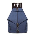 Kono Women Rucksack Anti-Theft Backpack Canvas Ladies Shoulder Bag Large Capacity Travel Bag Schoolbags for Girls Casual Daypack for Work School College Travel Navy