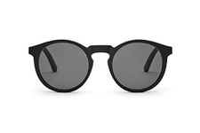 TAKE A SHOT ® small round vintage sunglasses for woman and men, woooden temples, uv-protection, anti reflection lenses, black matt frame - LUKAS