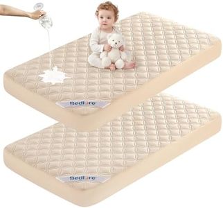 BEDLORE Crib Mattress Protector 2-Pack, Waterproof Beige 52"x28"