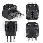 Orei P21-12A-4PK 2 in 1 USA to Italy Adapter Plug Type L, 4-Pack (Black)