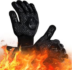 HFLYJPYW BBQ Grill Gloves Heat Resistant 1472℉ High Temp Resistance Fireproof Glove for Grilling Smoking Barbecue Washable Long Oven Extreme Hot Proof Mittens for Kitchen Baking (Black)
