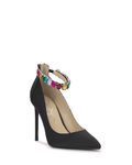 Jessica Simpson Women's Samiyah Embellished Ankle Strap Stiletto Pump, Black, 9.5