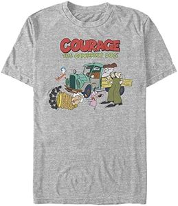 Warner Bros. Mens Courage The Cowardly Dog Logo Scene Men's Tops Short Sleeve Tee Shirt, Athletic Heather, X-Large Big Tall