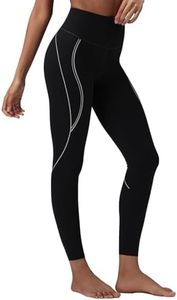 BALEAF Freeleaf Broadway High Waisted Leggings for Women, 25" Dance Yoga Workout Running Athletic Contrast Stripe Tummy Control Soft Pants with Pockets, Black S