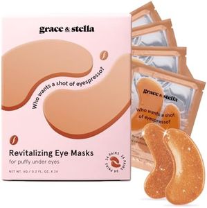 grace & stella Caffeine Under Eye Patches - Awakening Eye Patches for Puffy Eyes and Dark Circles - Under Eye Mask Patches with Niacinamide & Hyaluronic Acid - Vegan, Cruelty-Free, 24 Pairs