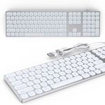 Yivandi Wired Backlit Keyboard for Mac OS -Plug and Play, All-Aluminum USB Keyboard with Numeric Keypad for iMac/Mac Mini or MacBook(Keyboard Riser Included)-White, KB-087MAC-CX