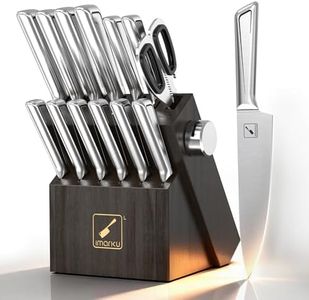 imarku® Knife Kitchen Sets, Japanese Stainless Steel 14 Pcs Knife Block Set,Chef Knives with Built-in Sharpener, Dishwasher Safe, Non-Slip Ergonomic Handle,Deba Knife for Fish, Essential Home Gift