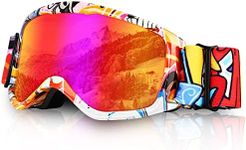 Micnaron Kids Ski Goggles, Snowboard Goggles for Boys Girls Youth, OTG Anti-fog Ski Goggles with Non-Slip Strap (Orange)